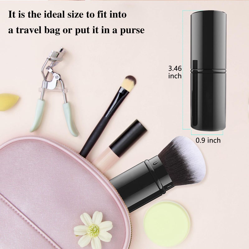 Falliny Retractable Kabuki Makeup Brush, Travel Face Blush Brush, Portable Powder Foundation Sunscreen Brush with Cover for Blush, Bronzer, Buffing, Highlighter Flawless Powder Cosmetics - Image 5